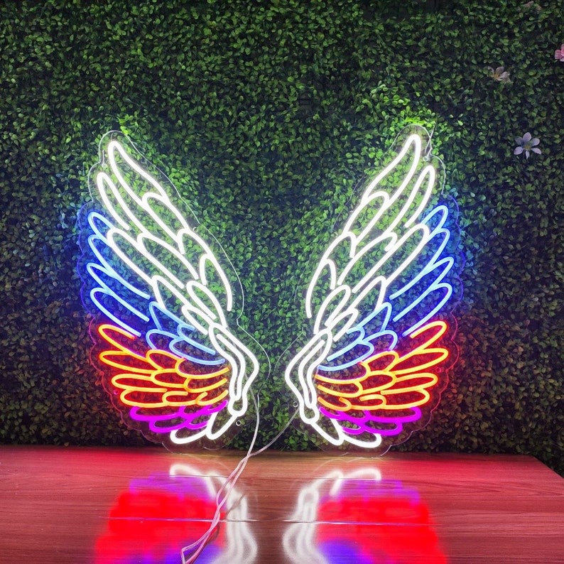Custom Angel Wings Party Bar Neon Signs  LED Light Art Neon image 1