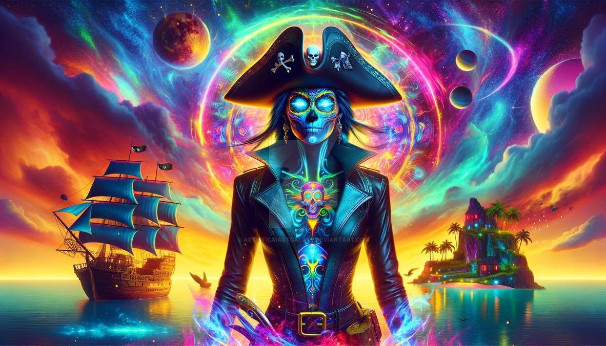 Psychedelic Pirate Jennifer Johansson (E4) by ArtisticAIArtGalaxy on  DeviantArt