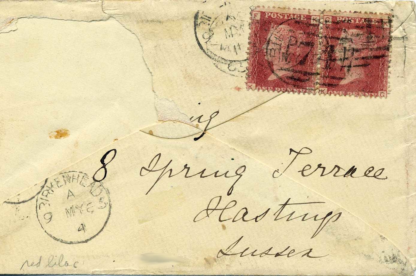 back of 1865 letter