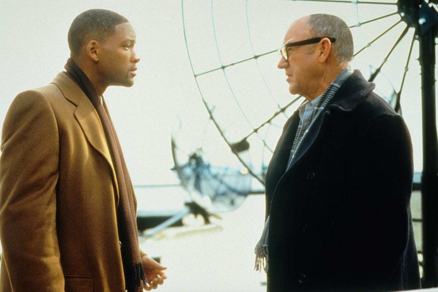 Will Smith and Gene Hackman face off in "Enemy of the State" (1998)