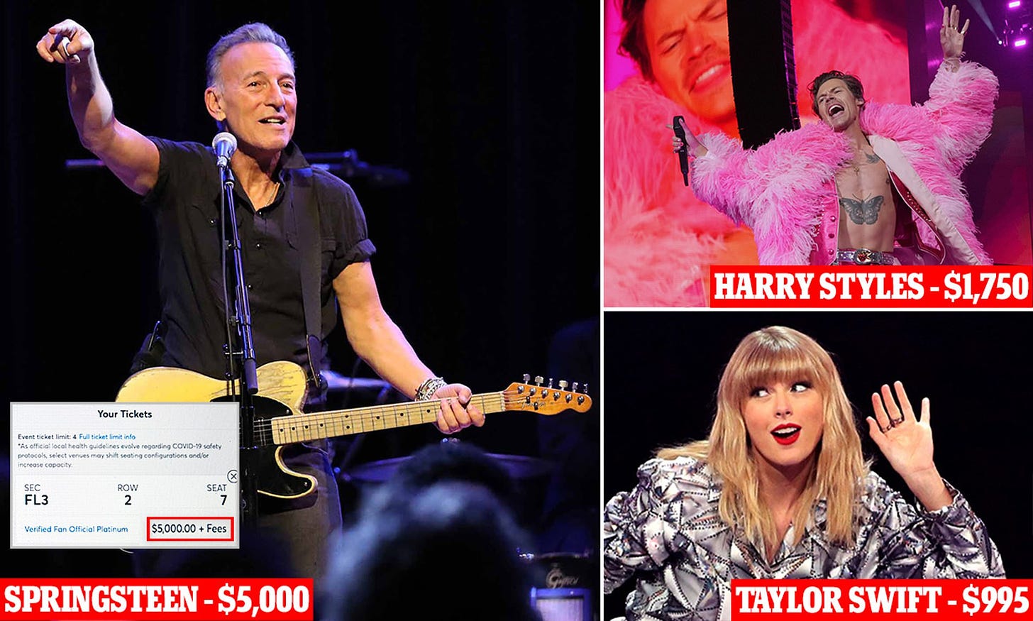 Tickermaster's new 'Dynamic Pricing' has forced Bruce Springsteen prices  high as $5,000 | Daily Mail Online