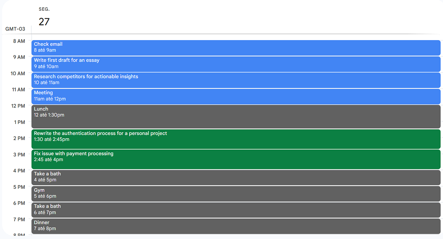 Example image with a calendar packed with back-to-back tasks