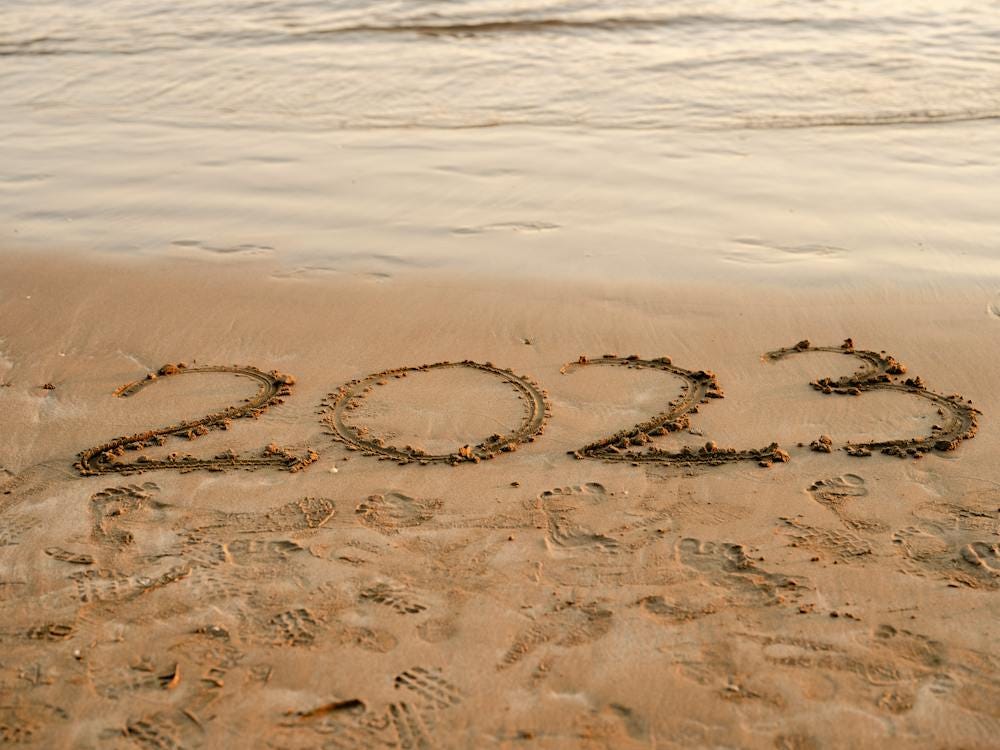 Free 2023 on the White Sand  Stock Photo