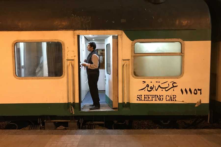 an example of the sleeper car on the overnight train from Cairo to Luxor