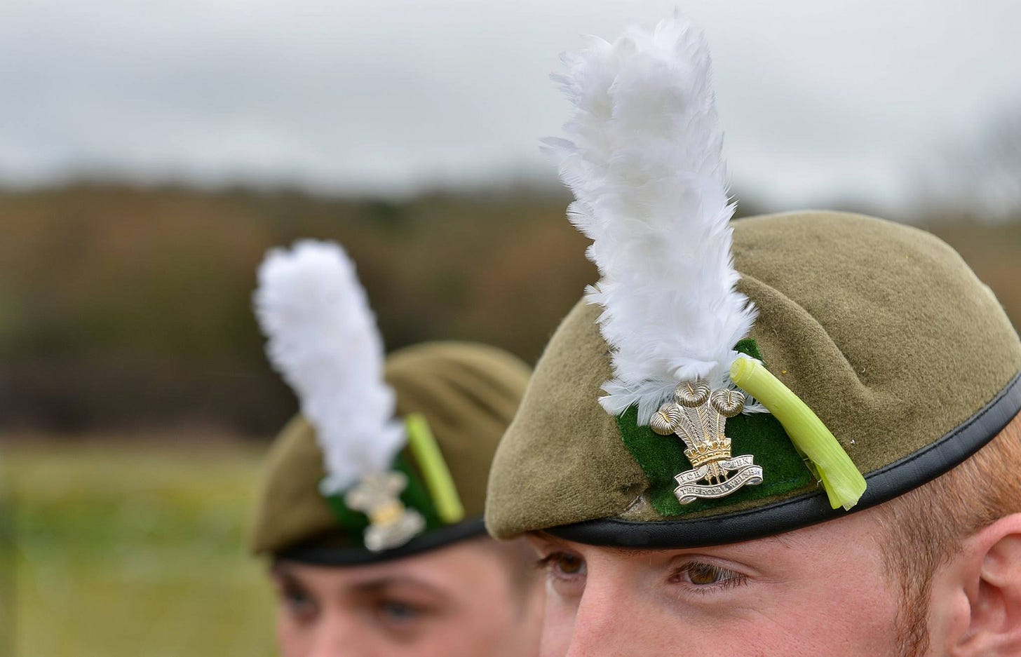 Welsh Guards wearing Leeks in their caps