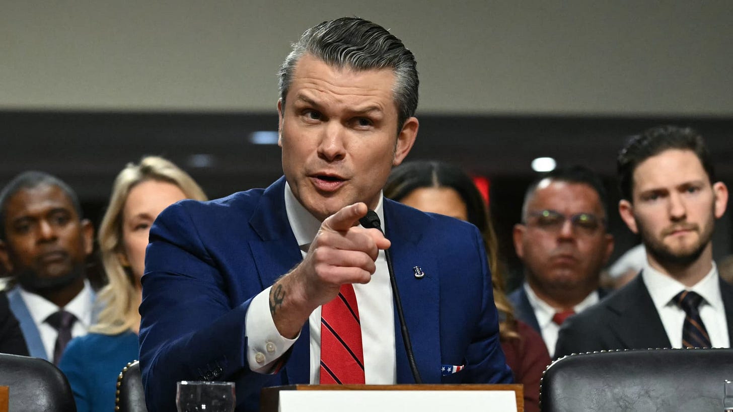 Pete Hegseth, US President-elect Donald Trump's nominee for Defense Secretary, testifies during his confirmation hearing before the Senate Armed Services Committee on Capitol Hill on January 14, 2025 in Washington, DC. (Photo by SAUL LOEB / AFP) (Photo by SAUL LOEB/AFP via Getty Images)