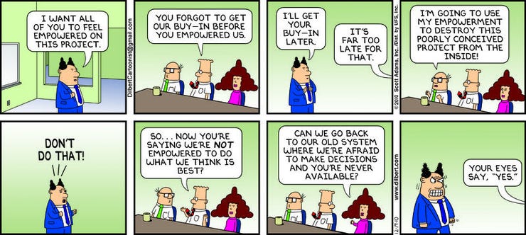 Decision-Making and Empowerment, according to Dilbert 🤣