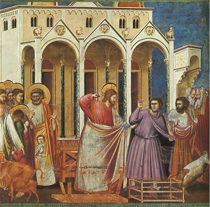 Casting out the money changers by Giotto