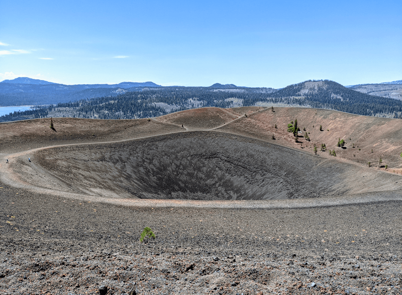 Photo of the crater on the top of the cinder cone