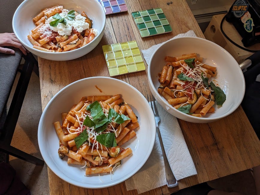trio of pasta bowls