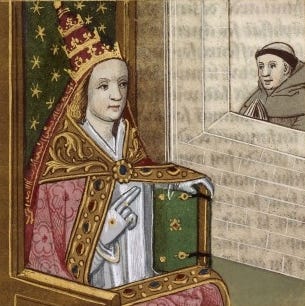 A drawing of Pope Joan