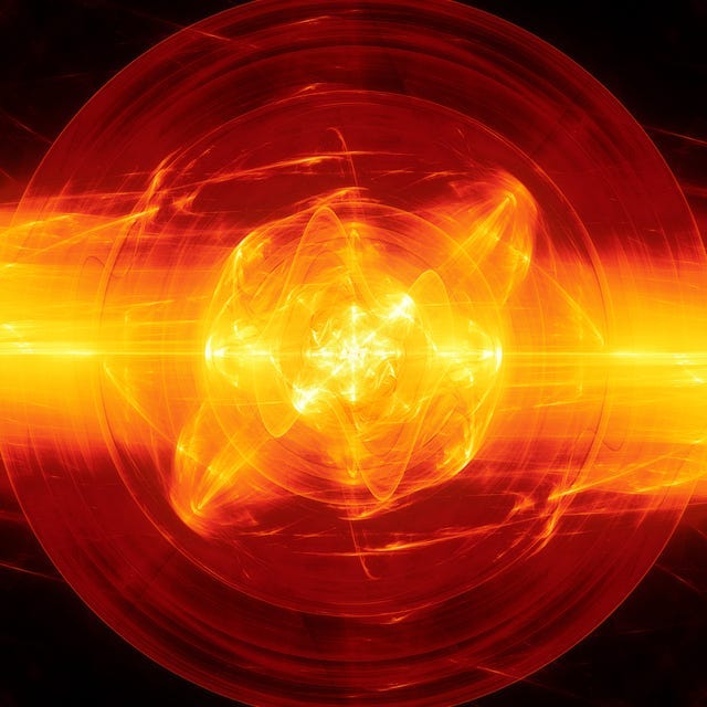 fiery glowing fusion with plasma force field