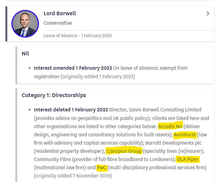 Lord Gavin Barwell Snout in the Renewable #NetZero trough