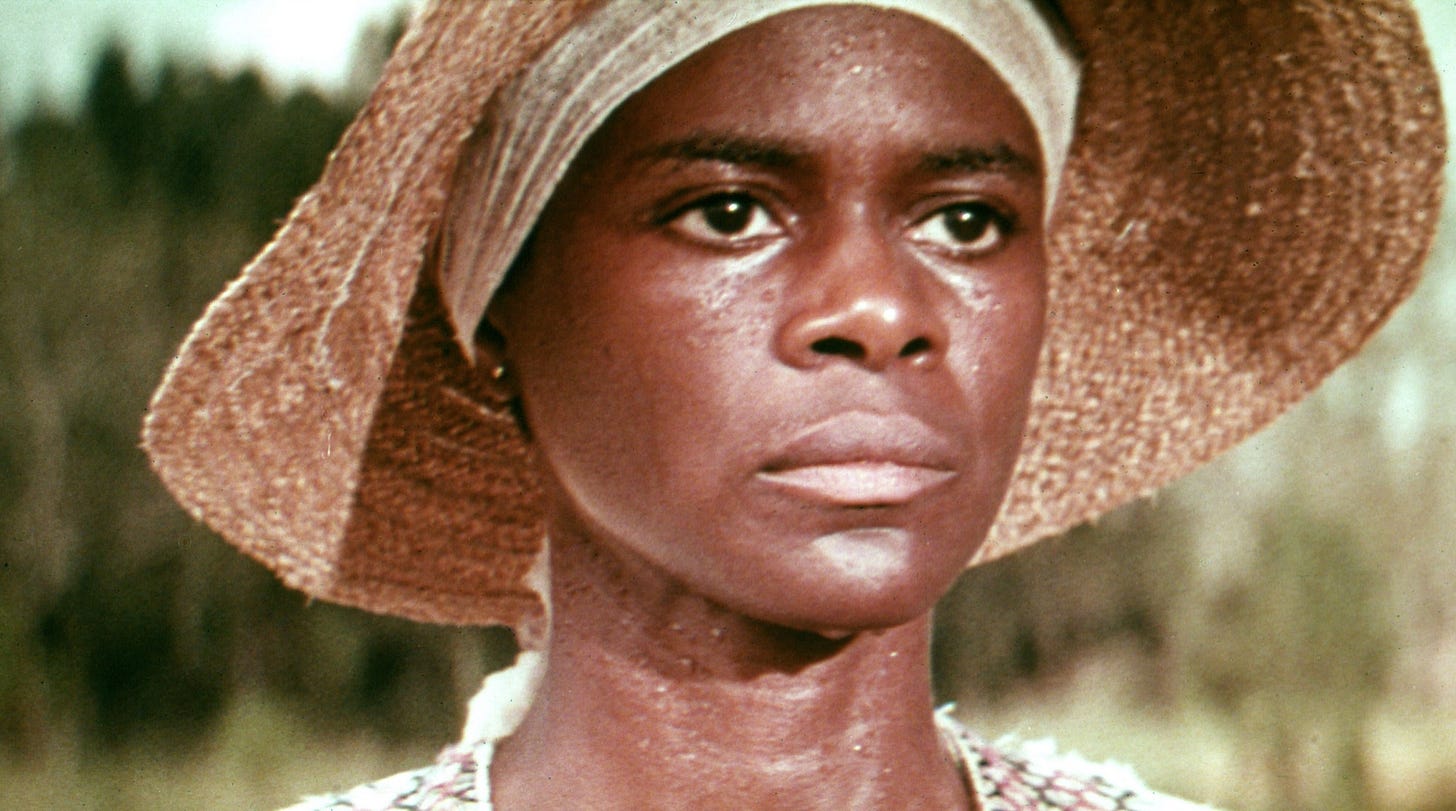 This still shot from Martin Ritt's 1972 cinematic adaptation of William H. Armstrong's 1970 novel Sounder shows Cicely Tyson as Rebecca Morgan, the film's female protagonist. This still shot from Martin Ritt's 1972 cinematic adaptation of William H. Armstrong's 1970 novel Sounder shows Cicely Tyson as Rebecca Morgan, the film's female protagonist.