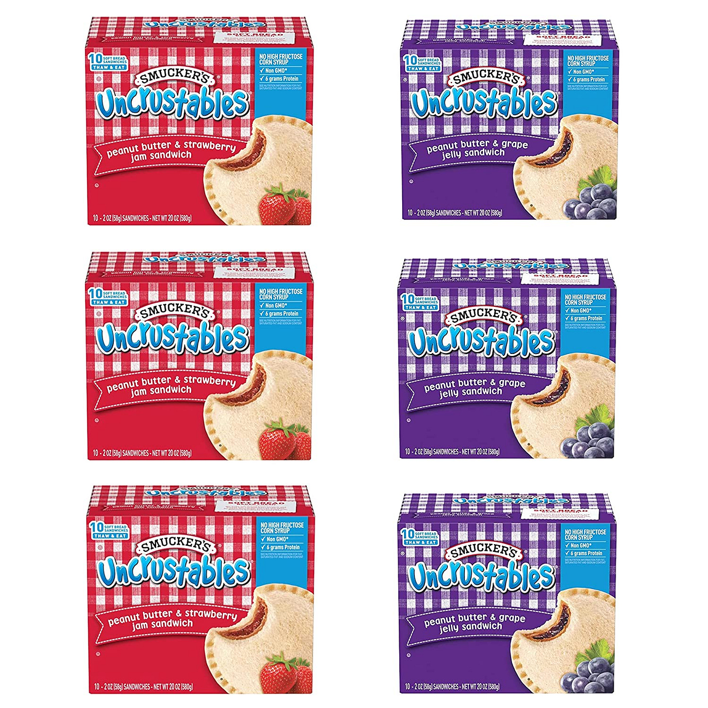 Smucker’s Uncrustables Variety Pack | PB & Strawberry + PB & Grape (60 ...