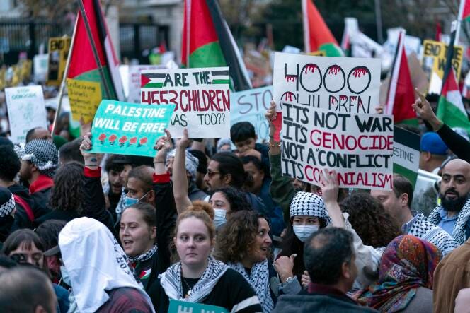 Protests from US to Europe call for halt to Israeli bombing of Gaza