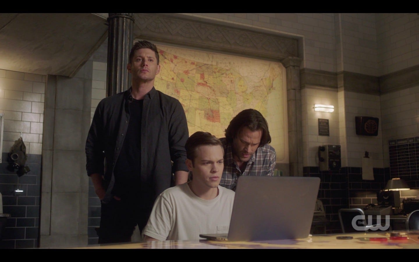 sam dean winchester with jack on laptop for ketch spn 1409