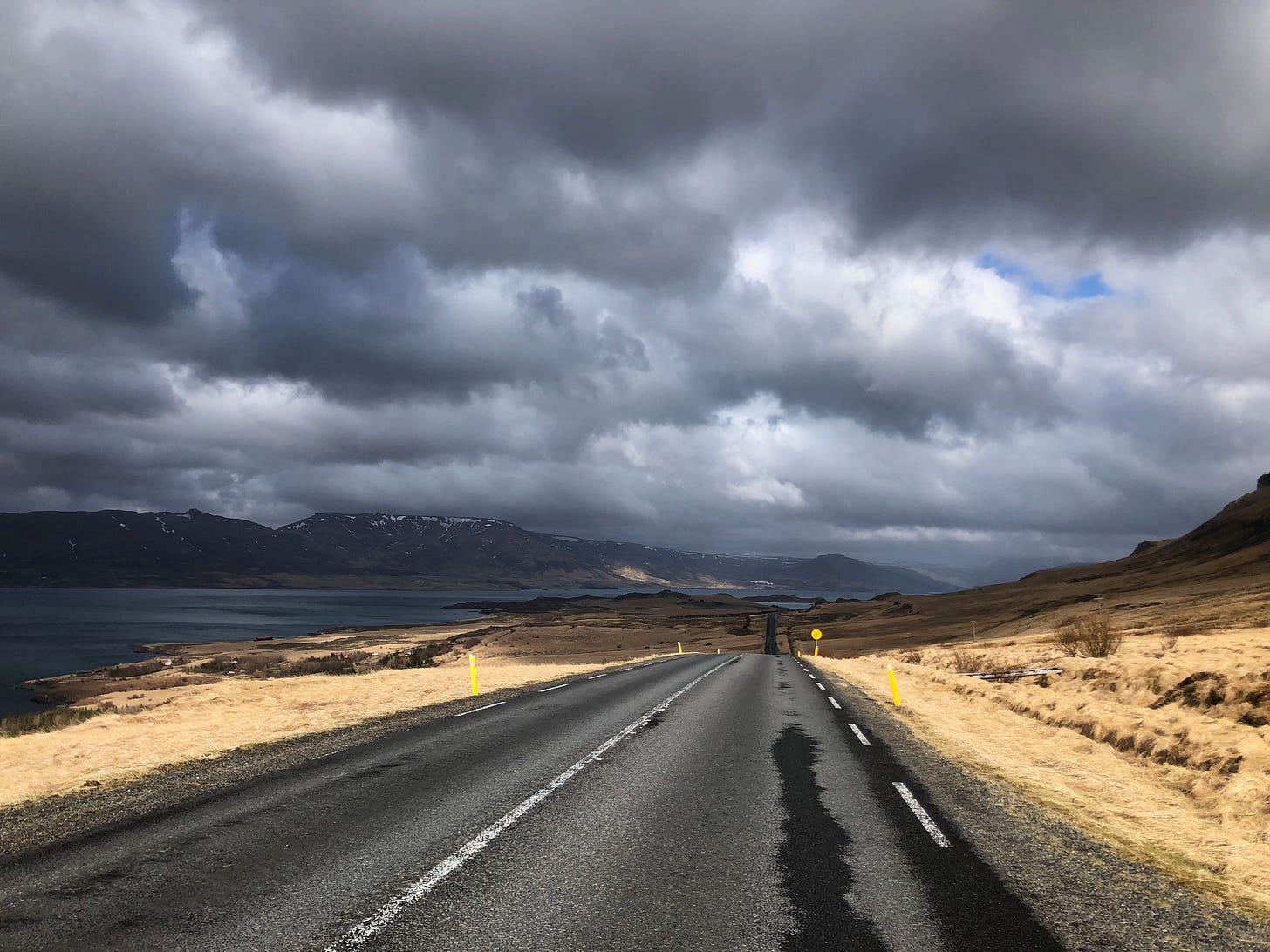 A long road in Iceland