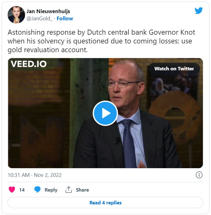 clickable link screenshot tweet by author about dutch central bank