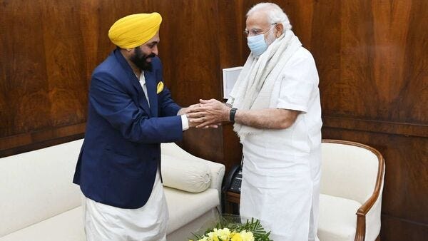 Punjab CM Bhagwant Mann met PM Narendra Modi today.