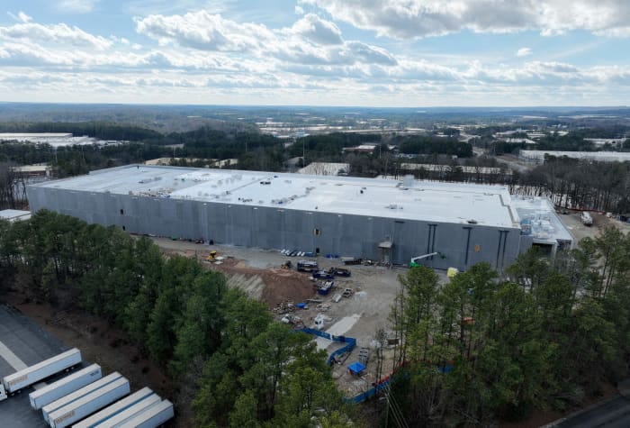 An aerial photograph showing the construction site of a DataBank data center in Atlanta. 