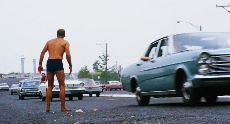 Screenshot of Burt Lancaster in ‘The Swimmer’ .