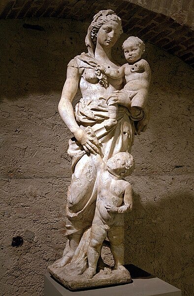 File:Rhea Silvia by Jacopo della Quercia - Santa Maria della Scalla (from Fonte Gaia) - Siena 2016.jpg