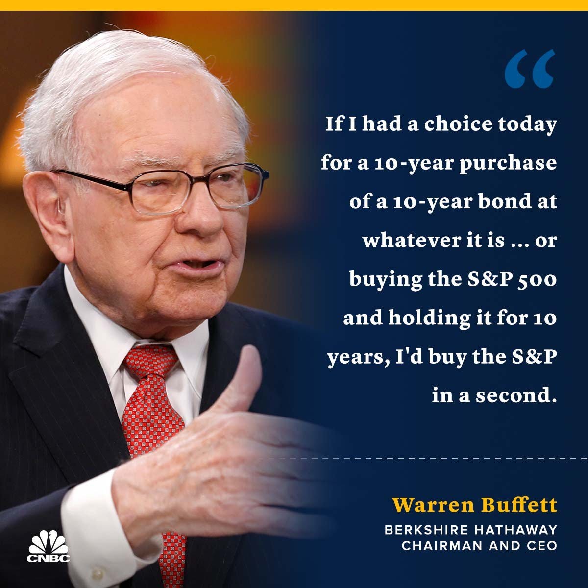 CNBC on X: "Between stocks and bonds for the next 10 years I would choose  the S&P 500 "in a second," Warren Buffett says. https://t.co/PXy5J5kj6T  https://t.co/jTiqHnh0Ws" / X