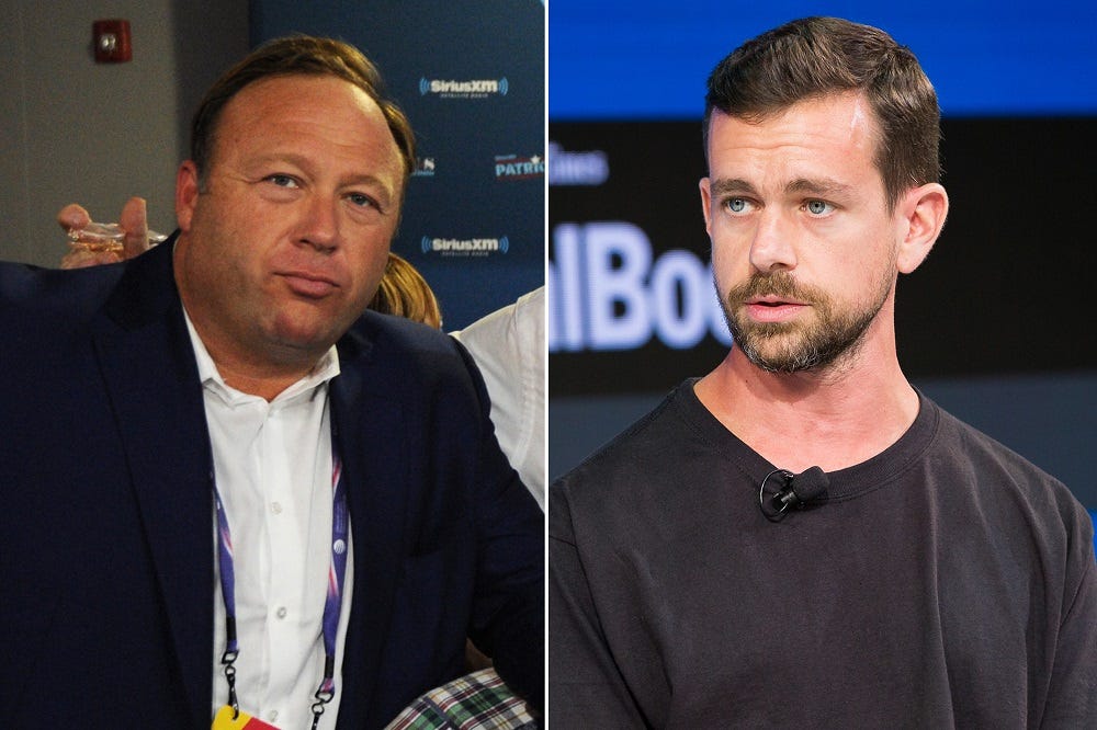 infowars alex jones and twitter ceo jack dorsey censorship fight