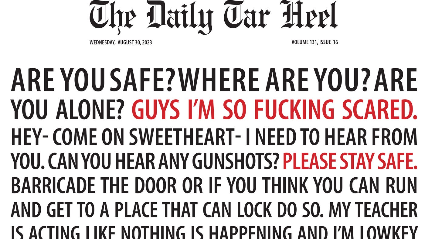 The story behind UNC's Daily Tar Heel front page after the campus shooting  : NPR