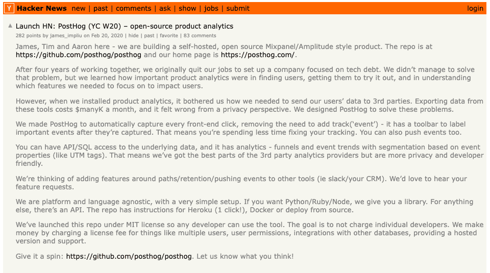 PostHog launch