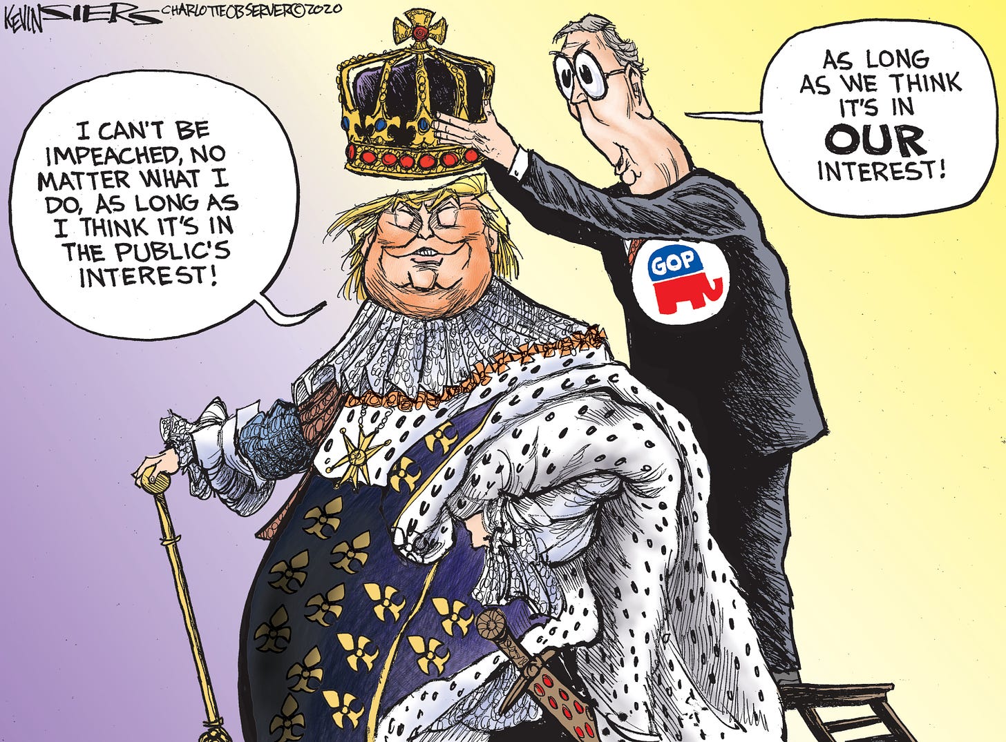 Political Cartoon U.S. Trump Mitch McConnell Republicans Senate trial  impeachment absolute power kings public interest | The Week