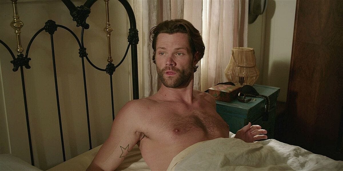 Walker Jared Padalecki waking up shirtless in bed after his night with Geri 2.11