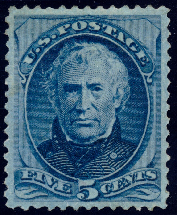 US 179 5c 1875 Zachary Taylor hard paper blue PSAG grade 90 OG H - Picture 1 of 3