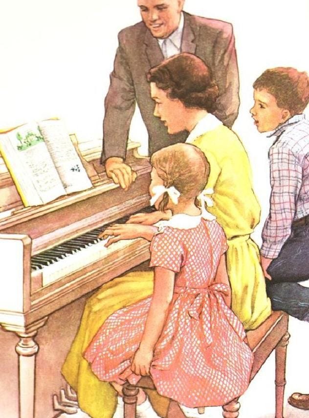 Family singing hymns together at the piano ~ precious image! | Музыка
