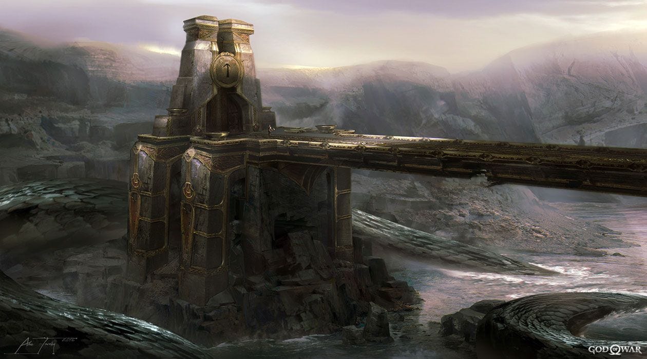 Tyr Temple Realm Gates & Bridge Concept Art from God of War #art # ...
