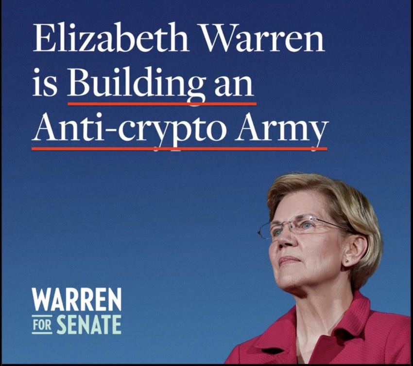 Senator Elizabeth Warren Wants to Form an Anti-Crypto Army