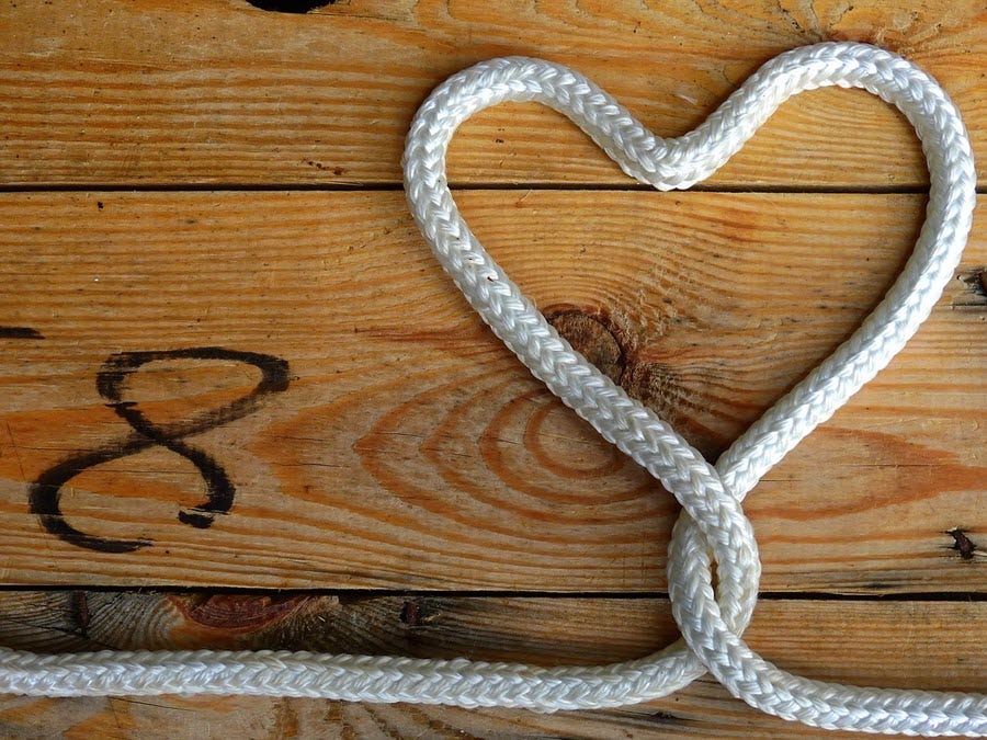 a loop of string in the shape of a heart
