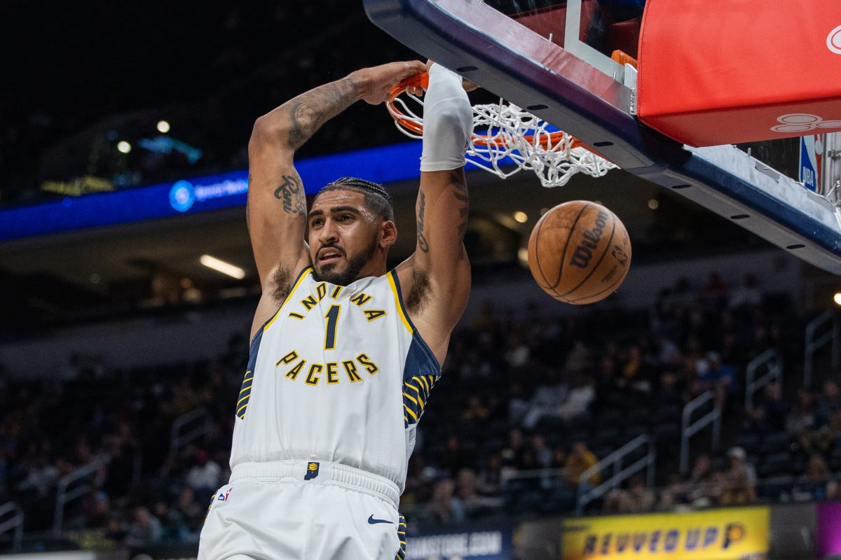 Indiana Pacers forward Obi Toppin dunks