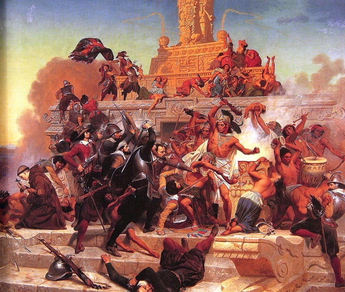 Storming of the Teocalli by Cortez and His Troops. By Emanuel Leutze in 1848 (California State University, Bakersfield, USA)