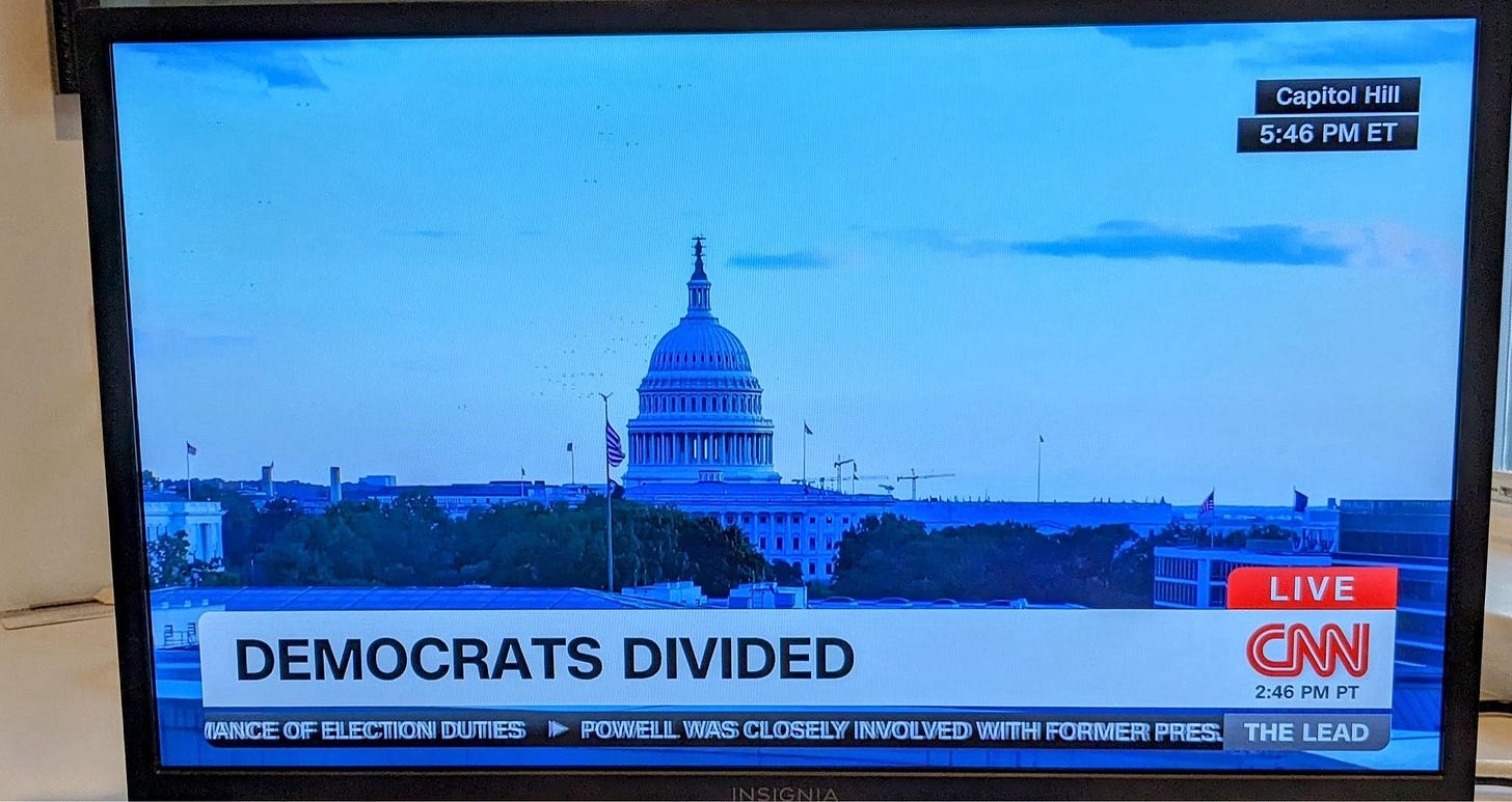 CNN chyron: DEMOCRATS DIVIDED