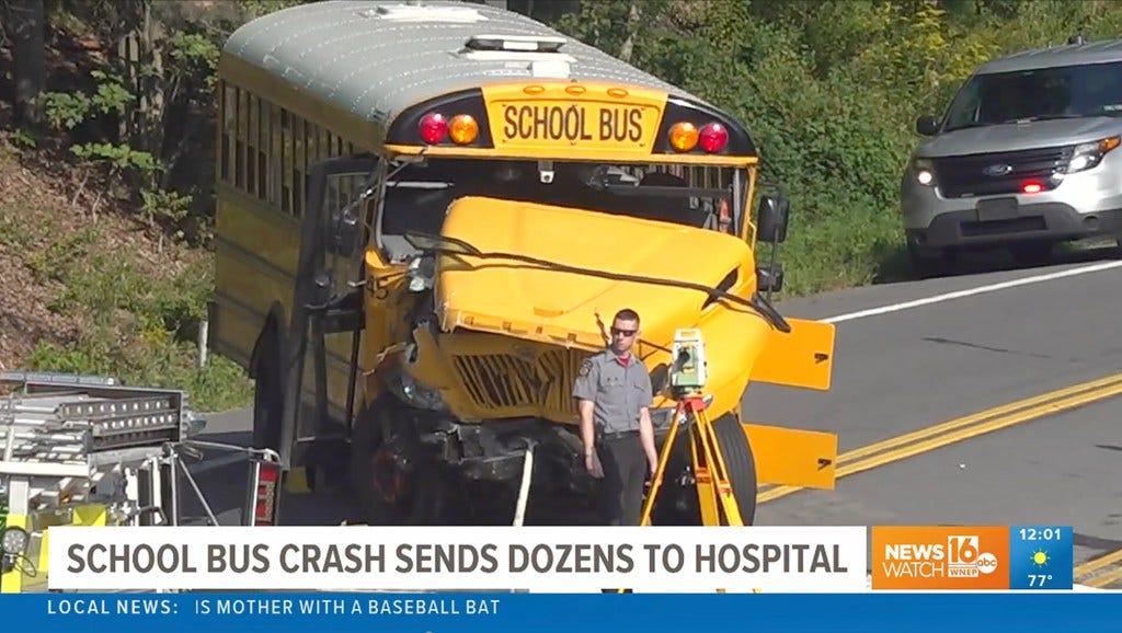 Scene of the mangled school bus