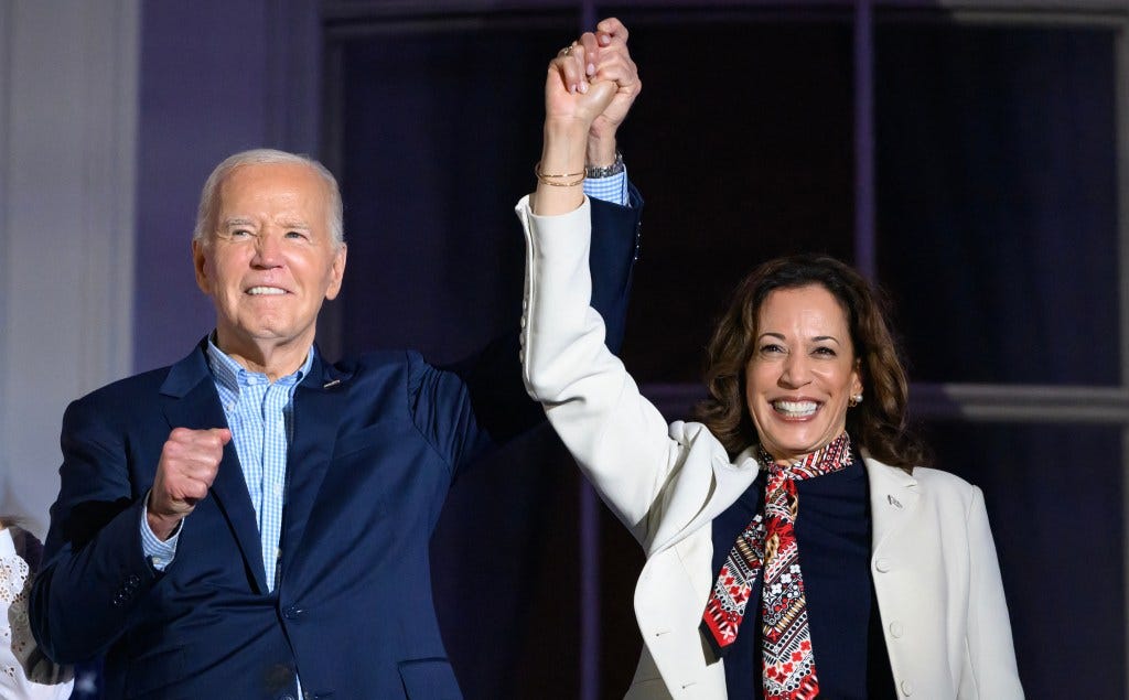 Biden and Kamala Harris seen on July 4, 2024.