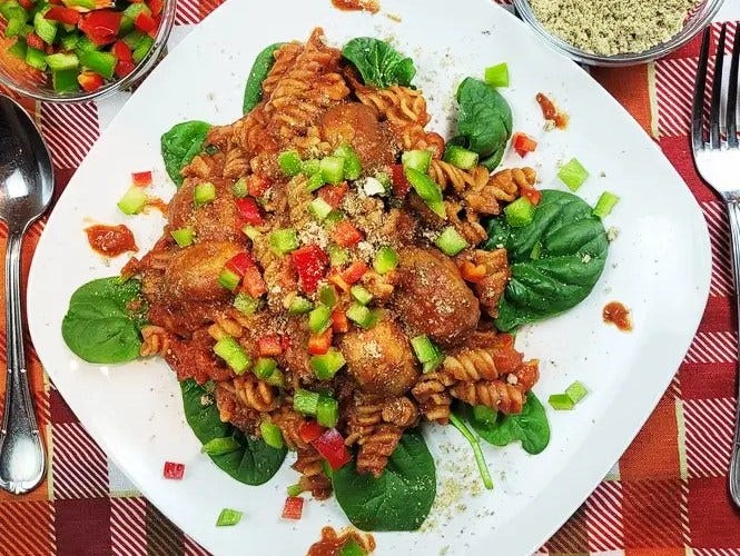 Butterflied Mushroom Cacciatore WFPB Dump Dinner top view