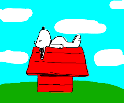 Snoopy lies on top of his house - Drawception