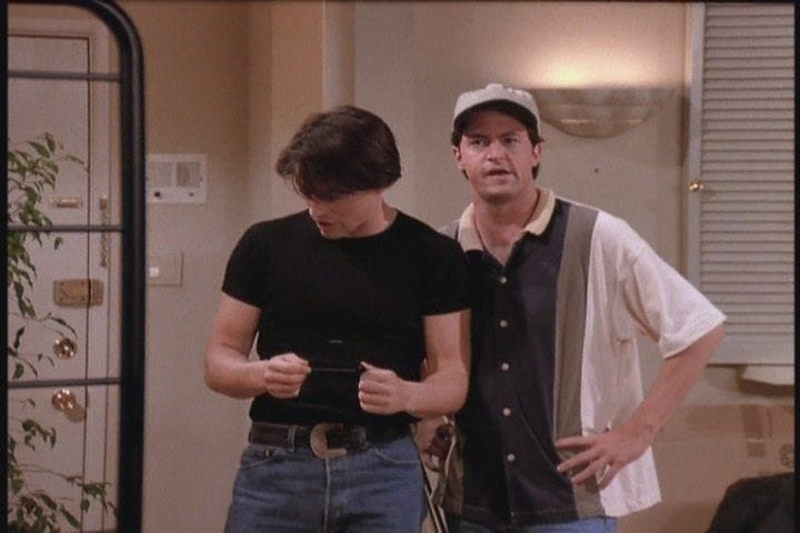 Joey and Chandler in Pilot Episode #FriendsTVShow #JoeyTribbiani  #ChandlerBing | Friends tv, Friends moments, Joey chandler