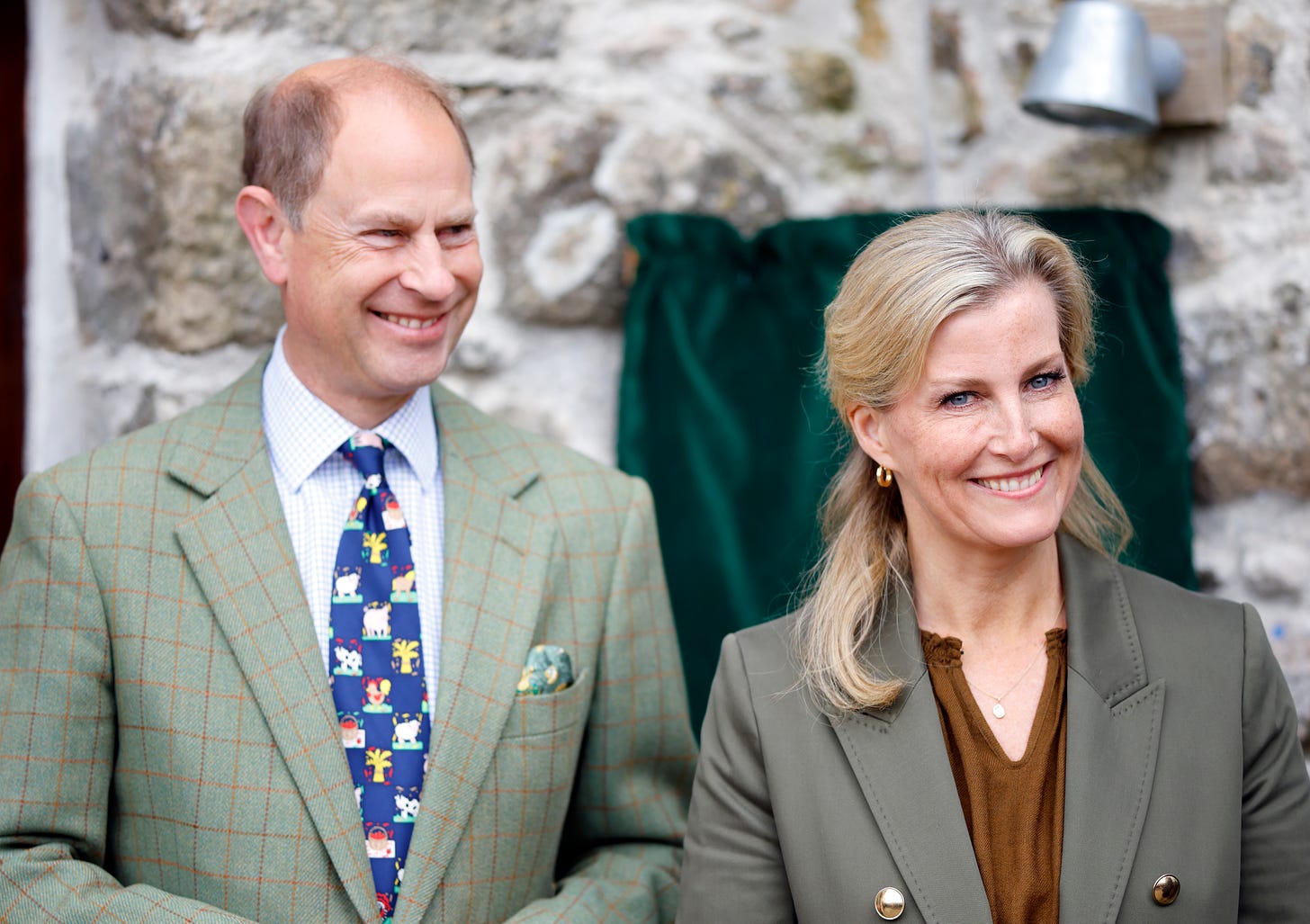 prince edward wearing a quirky tie with wife sophie