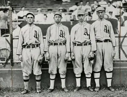 McInnis, Collins, Barry, and Baker, the “$100,000 Infield”