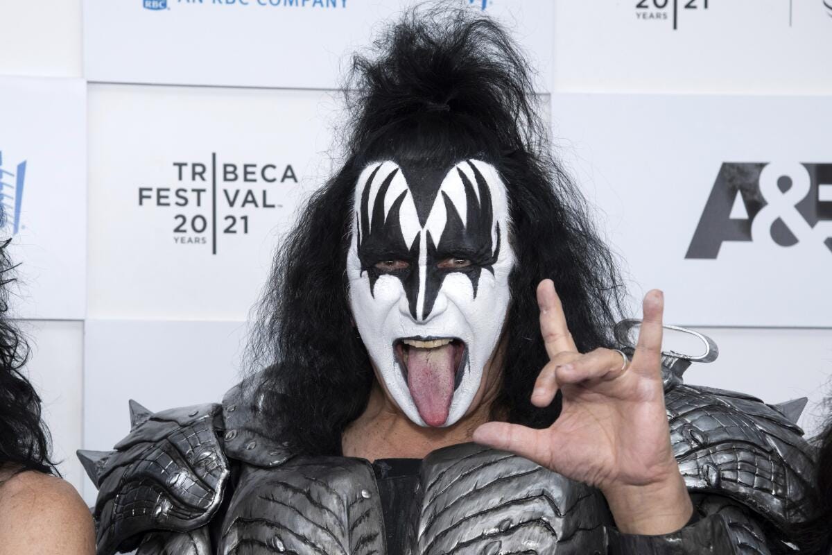 Gene Simmons in full KISS make-up.