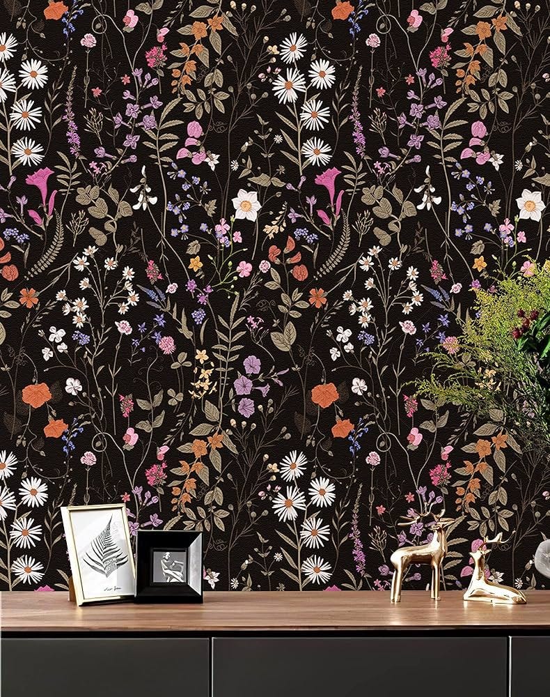 JiffDiff Peel and Stick Wallpaper, Self Adhesive Wallpaper for Home Bedroom  Cabinets and Kitchen Countertop Peel and Stick Thicken (17.71"x118", Dark  Floral) - Amazon.com
